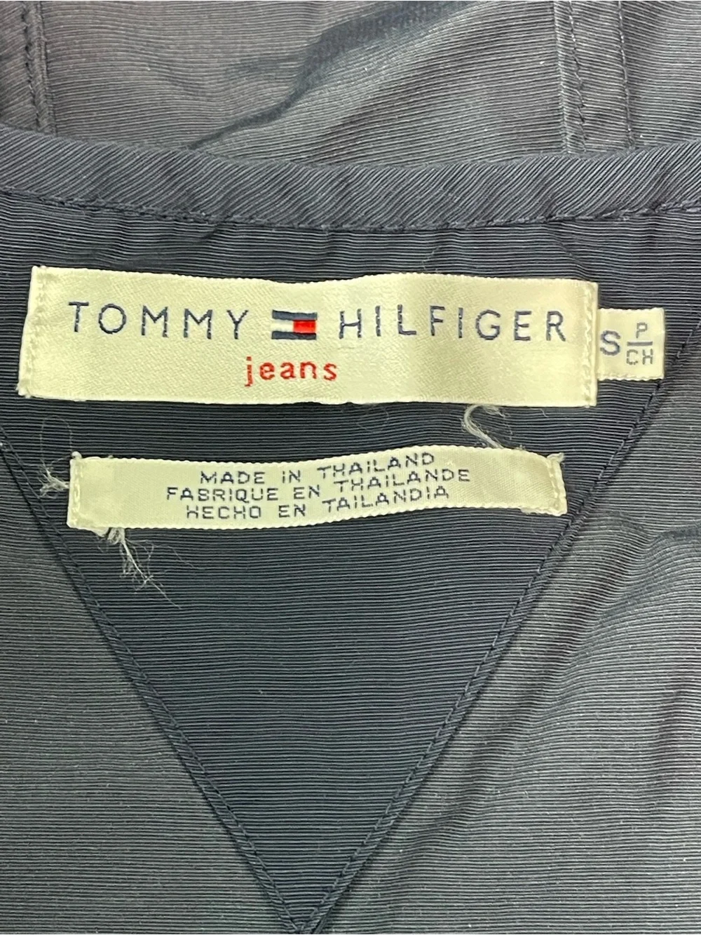 Tommy Hilfiger Size S Navy Blue Hooded Pullover Windbreaker Anorak 185
